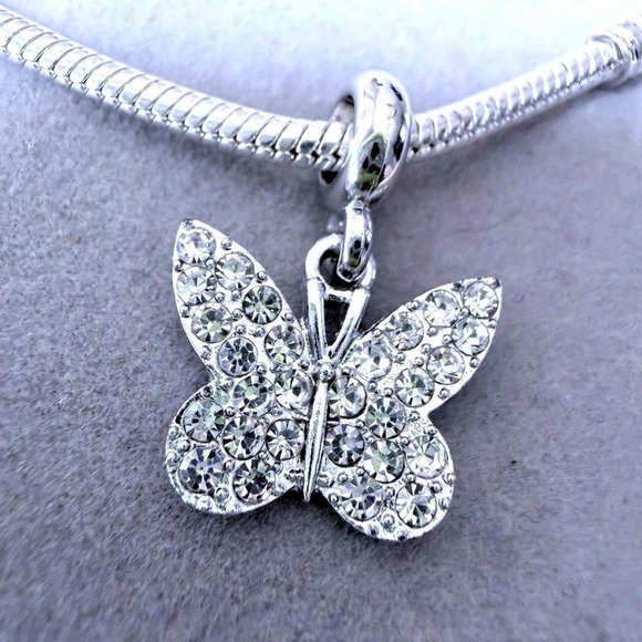 Pandora Jewelry - Silver Pave Crystal Butterfly Dangle Charm fits PANDORA